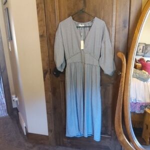 Max Studio Black and White Striped V-Neck Dress